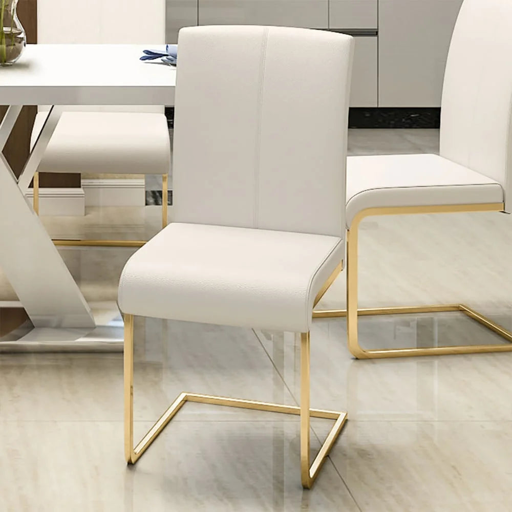 White PU Leather Dining Chairs Set of 2 S551202