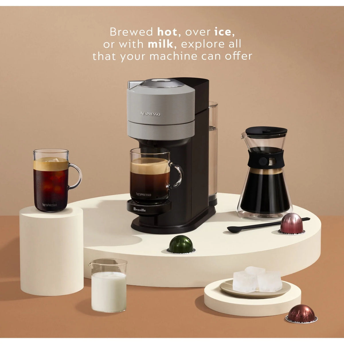 Light Gray Coffee and Espresso Maker with Black Milk Frother B919791