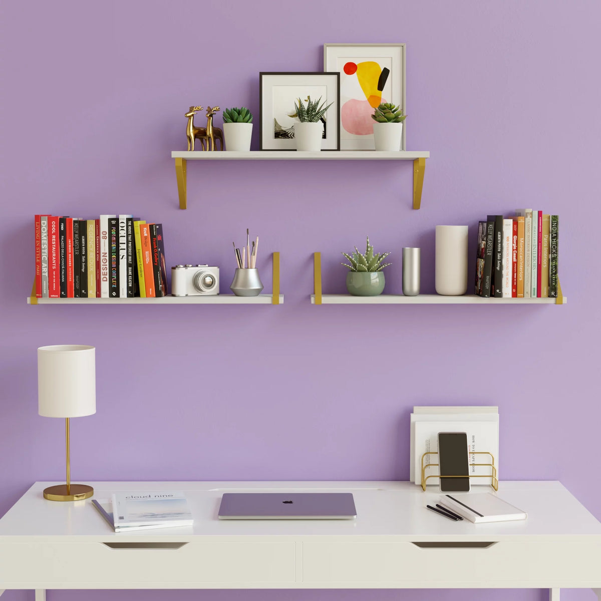 Natural Wood Floating Shelves Set of 3 C9710