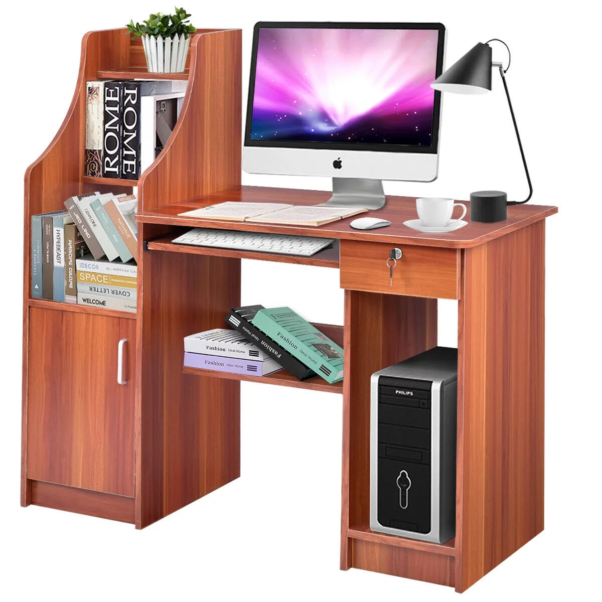 Computer Study Desk with Bookshelf H45389