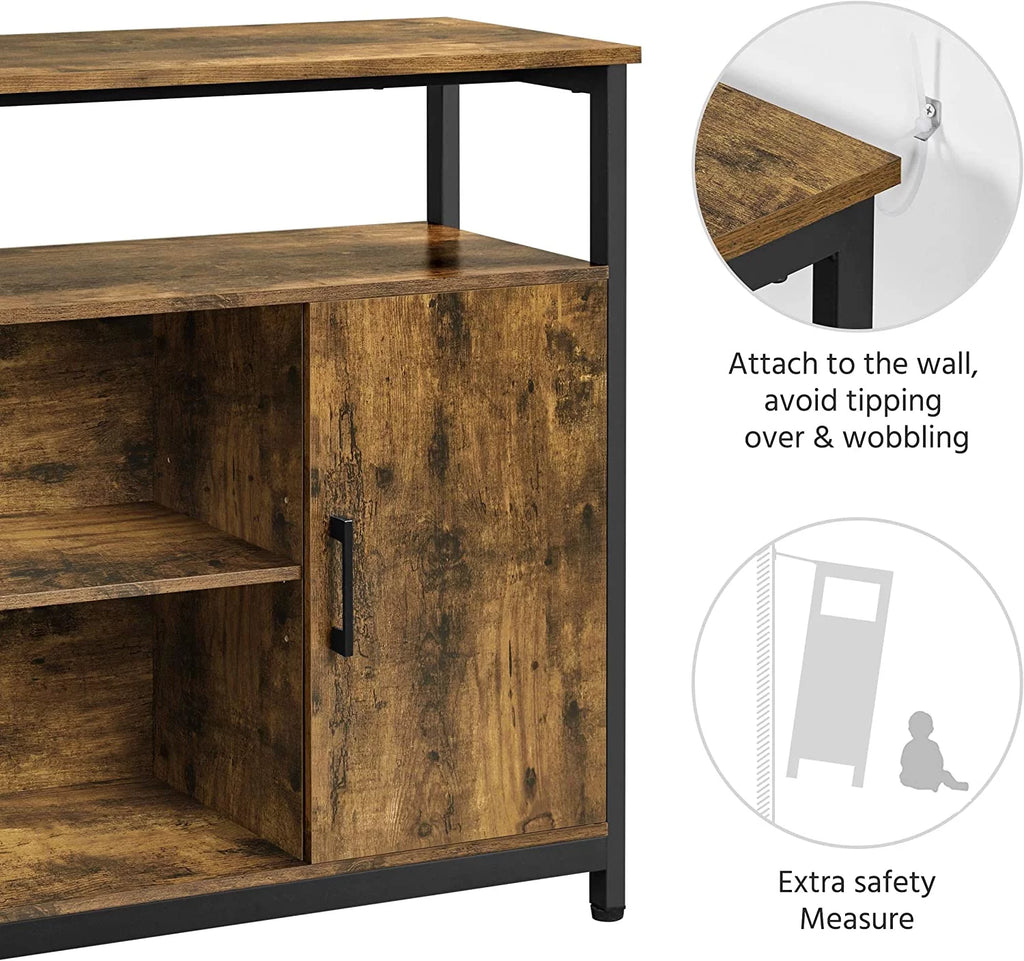 Rustic Brown Sideboard with Two Doors and Adjustable Shelves Q48516