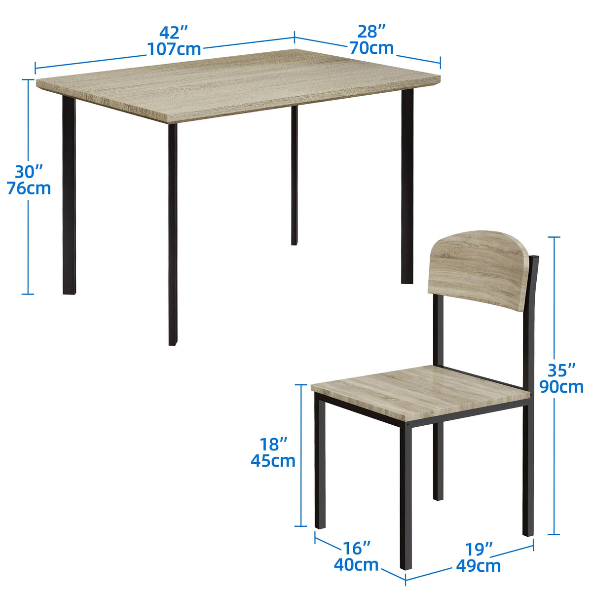 5-Piece Light Brown Dining Table Set U809951