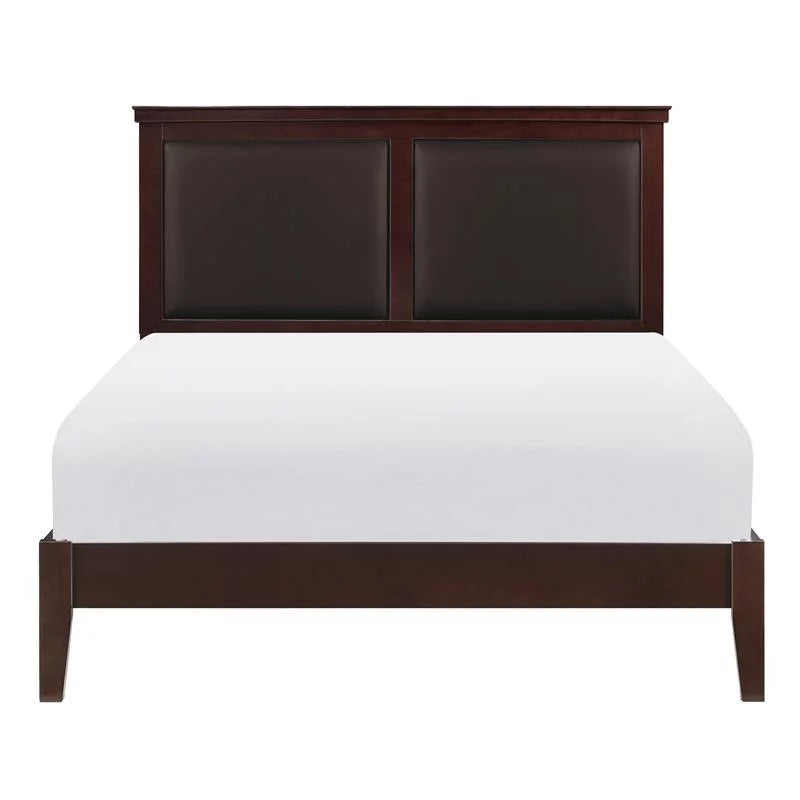Cherry Wood and Faux Leather Full Bed B788081