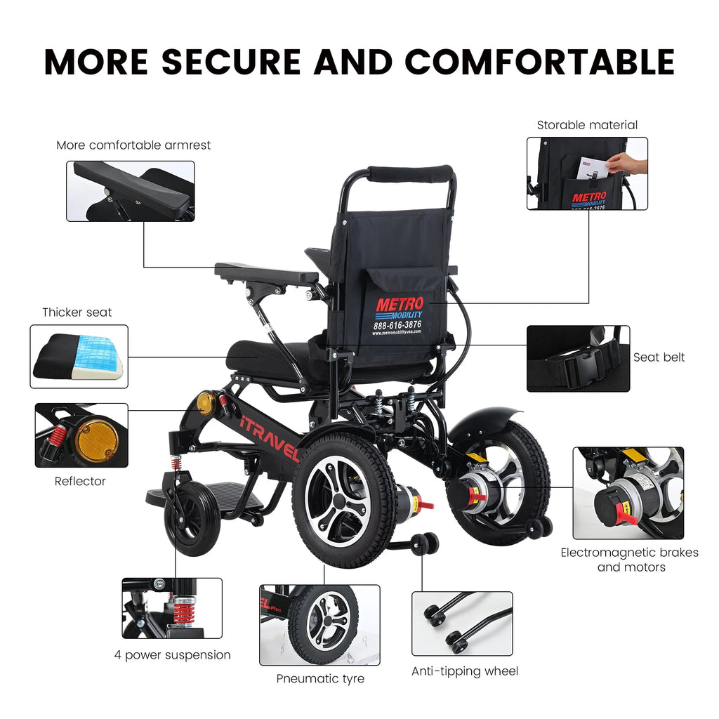 Lightweight Portable Folding Electric Wheelchair with Gel Seat Cushion K58616