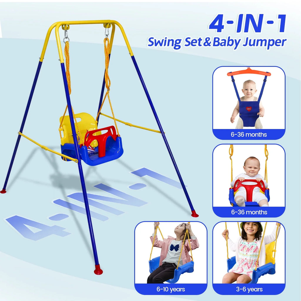 2-in-1 Toddler Swing Set and Baby Jumper V13578