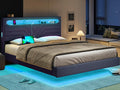 Queen Size Fabric Upholstered Platform Bed Frame with Storage Headboard V991719