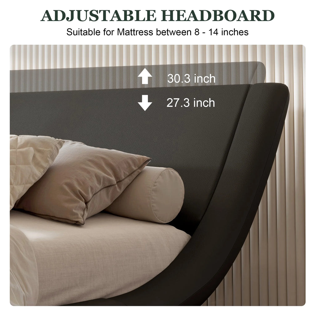 Full Size Grey Fabric Upholstered Platform Bed Frame Q2843