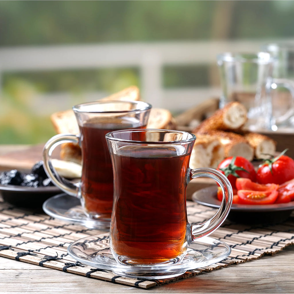Clear Glass Turkish Tea Set, 6 Cups & 6 Saucers P7964