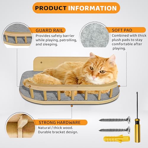 3 Steps Hardwood Cat Wall Shelves O90981