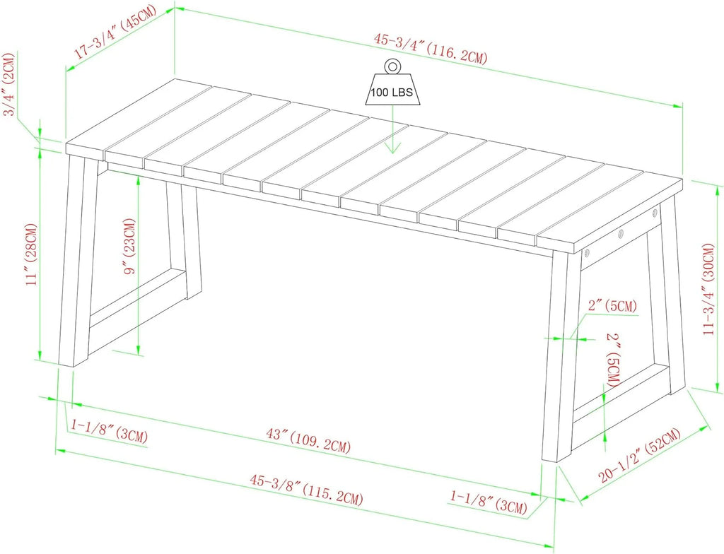 Solid Wood Slat-Top Outdoor Coffee Table, 46 Inch, Natural C831312