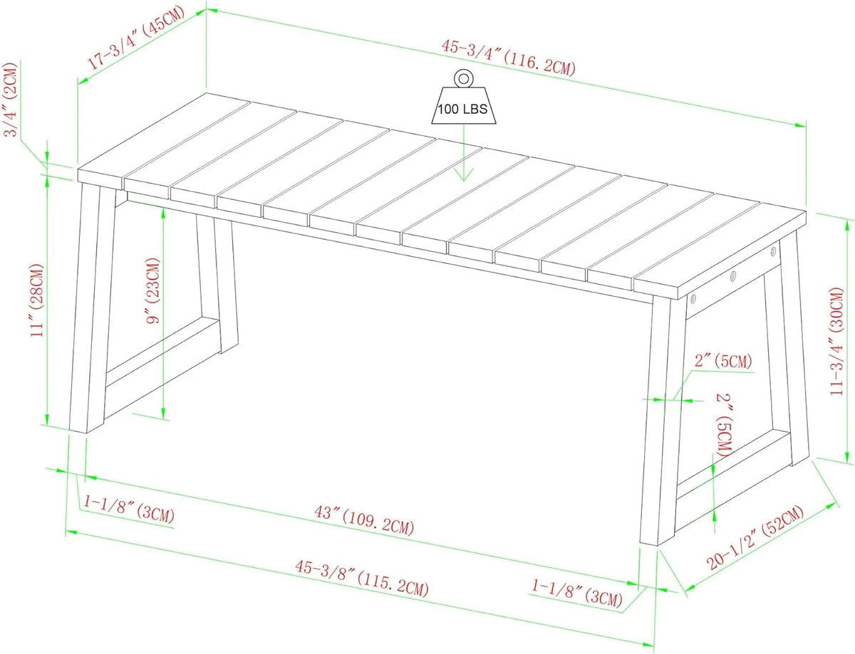 Solid Wood Slat-Top Outdoor Coffee Table, 46 Inch, Natural C831312